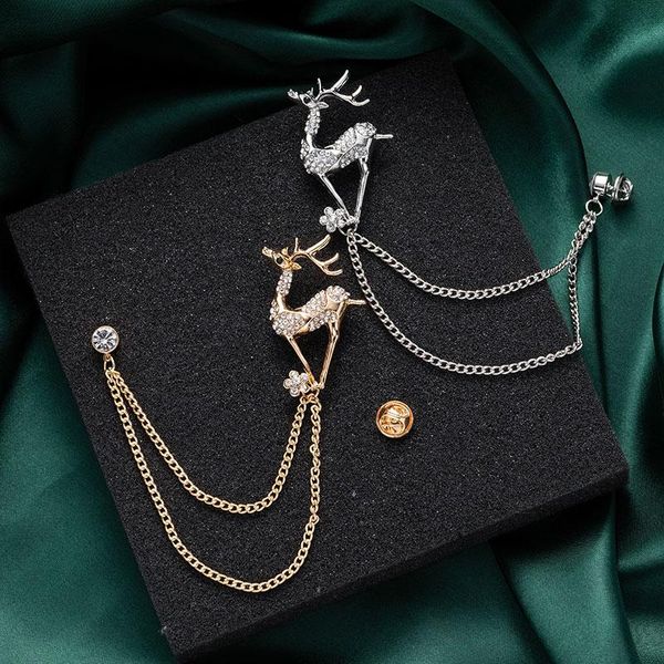 

pins, brooches arrival fashion animal deer brooch with rhinestones on clothes female cute jewelry accessory holiday gift, Gray