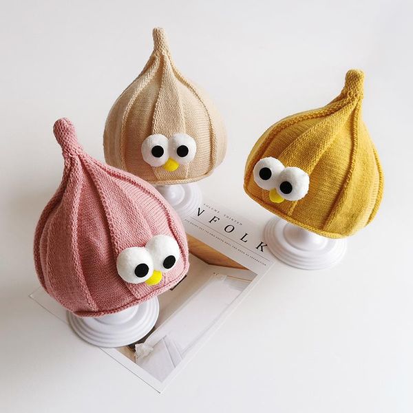 

caps & hats baby autumn and winter men women hooded children cartoon eyes peaked kids casual thick ear, Yellow