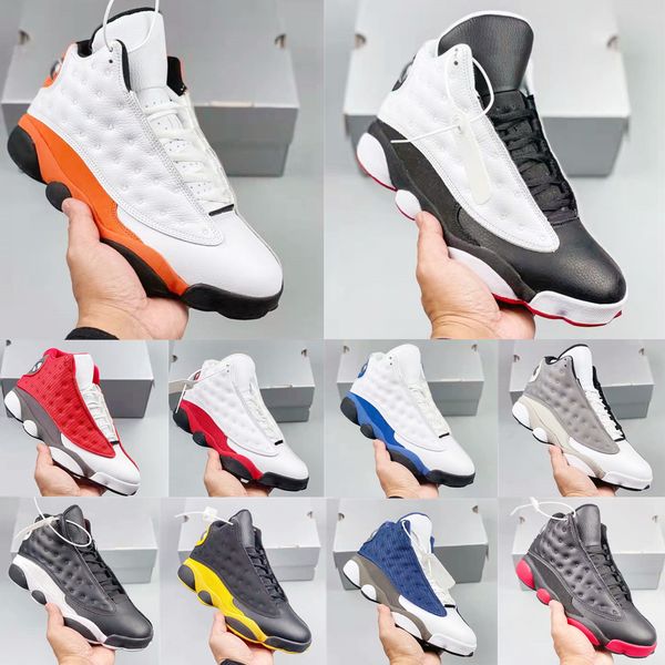 

brand designer 13 men casual shoes leather mesh patchwork color leisure gym playground basketball sneakers fashion vintage man running sport, Black