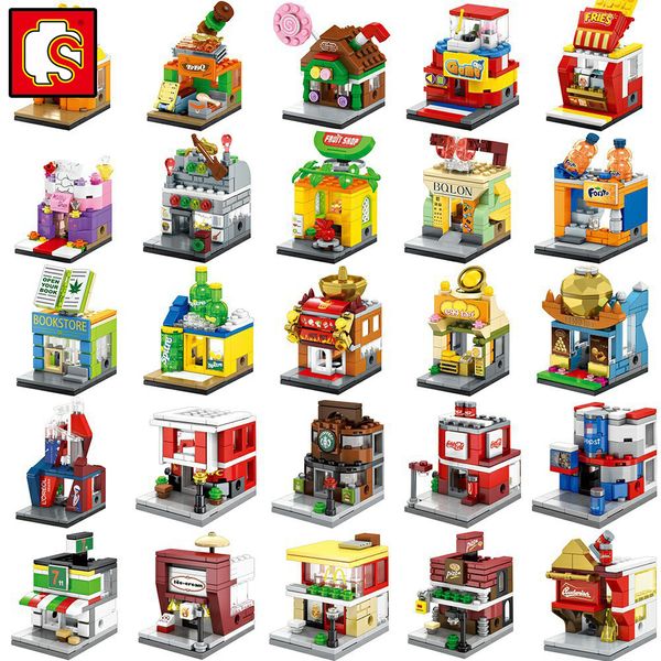 

sembo blocks city mini street view shop store girls model building ktv cafe retail supermarket architecture sets friends creator
