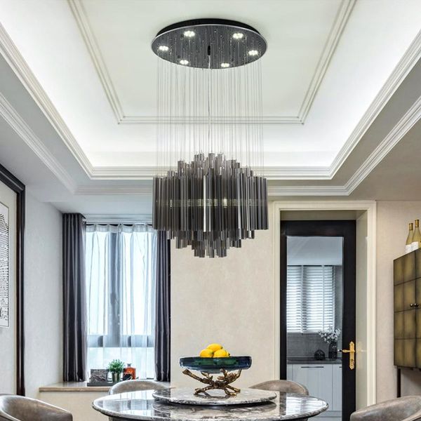 

chandeliers wetoge 50cm 60cm modern pendant lamp luxury dining room smoky round crystal chandelier lighting
