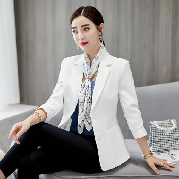 

women's suits & blazers classic black/white women 2021 spring autumn ladies fashion femme elegant slim blazer jacket s-2xl r1291, White;black