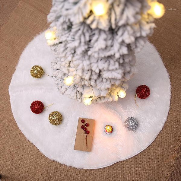 

christmas decorations 60/78/90/120cm tree skirt white faux fur merry year home xmas-tree for