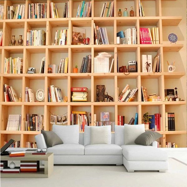 

custom self adhesive wallpaper 3d bookshelf mural living room study background painting non-woven eco-friendly decor wallpapers