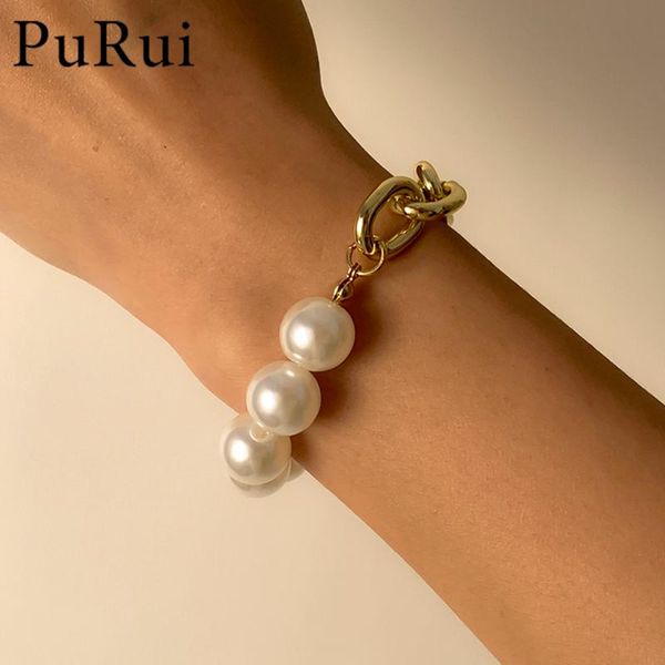 

link, chain purui vintage pearl bracelet for women bohemian gold color bangles bracelets 2021 charms fashion couple jewelry gift, Black