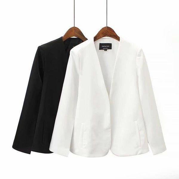 

women's suits & blazers side split design cape coat women cloak suit casual lady black and white jacket fashion streetwear loose outerw, White;black