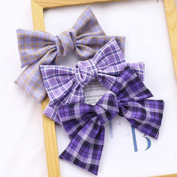

women bow hairgrips girls preppy style headwear lady hair accessories sweet plaid bobby pin barrette clip fashion d5711