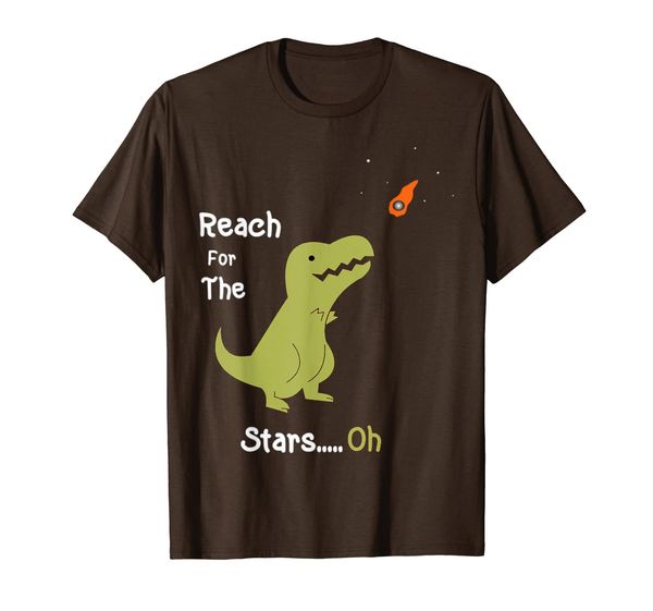 

t-rex reach for the stars oh dinosaur dino cool cute funny t-shirt, White;black