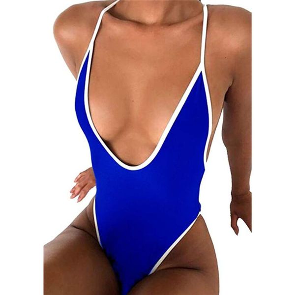 

one-piece suits women swimming costume one piece monokinis patchwork push-up bathing beachwear maillot de bain deep v backless 2021