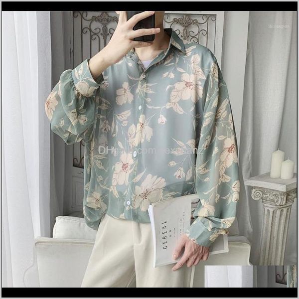 

mens autumn flower fashion printed casual shirt men wild hawaiian man streetwear loose longsleeved shirts male1 afdts ddg4o, White;black
