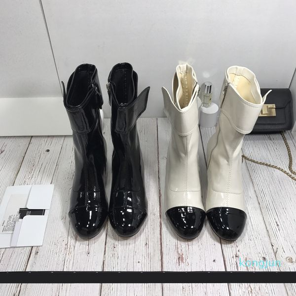 

designer- fashion autumn and winter, short boots, side zippers, leather, inner sheepskin, ladies leather bootss, Black