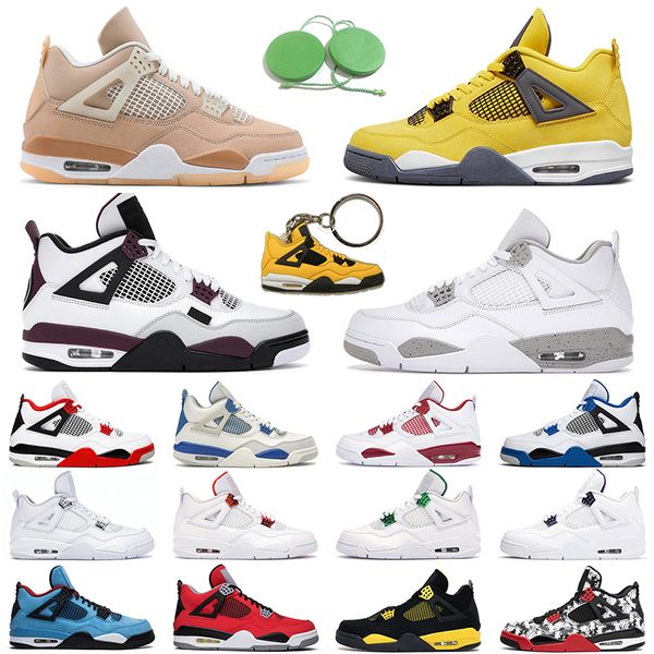 

jumpman 4 bordeaux basketball shoes men women 4s lightning shimmer guava ice university blue white oreo mens trainer