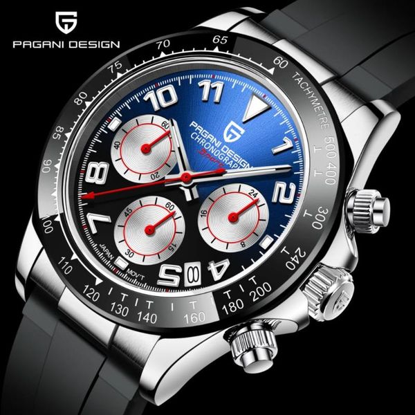 

wristwatches 2021 pagani design brand sport men quartz watches sapphire automatic date chronograph japan vk63 clock reloj lujo hombre, Slivery;brown