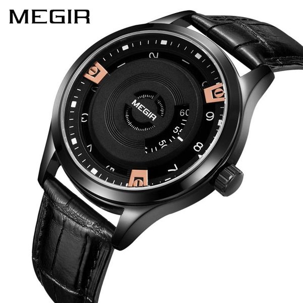 

wristwatches megir fashion casual personality non-pointer sport watch dial scale time simple trend quartz watches relogio masculino 1067, Slivery;brown
