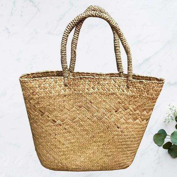 

1pc woven bag flowers basket gardening storage hand-held for plant khaki baskets