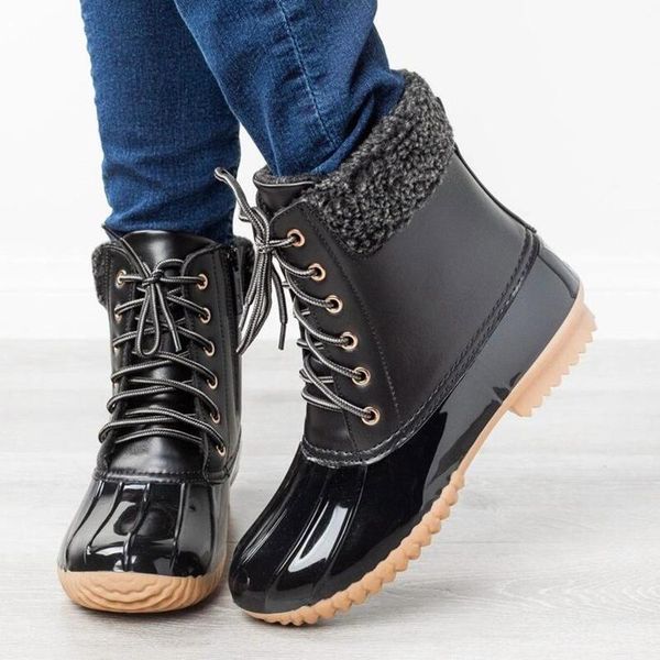 

boots fashion women's rainboots duck hunting with velvet waterproof non-slip shoes woman mud water rubber rain boots#1121, Black