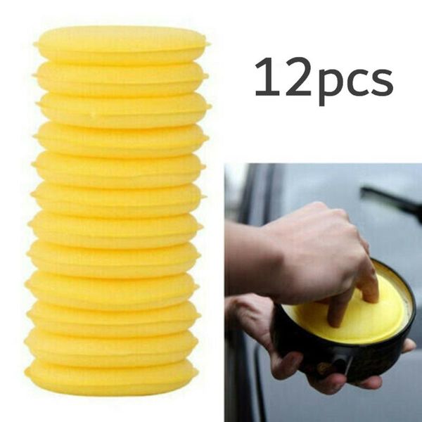 

car sponge tool clean pads paint polishing vehicle waxing yellow applicator