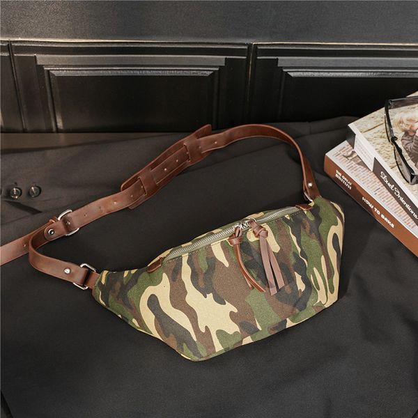 

pockets dead fly straddle backpack camouflage canvas fashionable men's chest bag street style messenger men