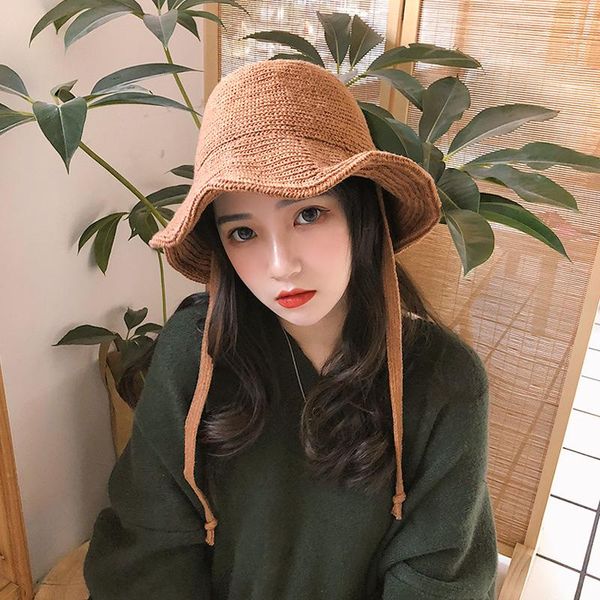 

Autumn Fisherman Hat Men Women Winter Bucket Kitted Cotton Street Travel Caps Soft Hats Wide Brim, Blue;gray