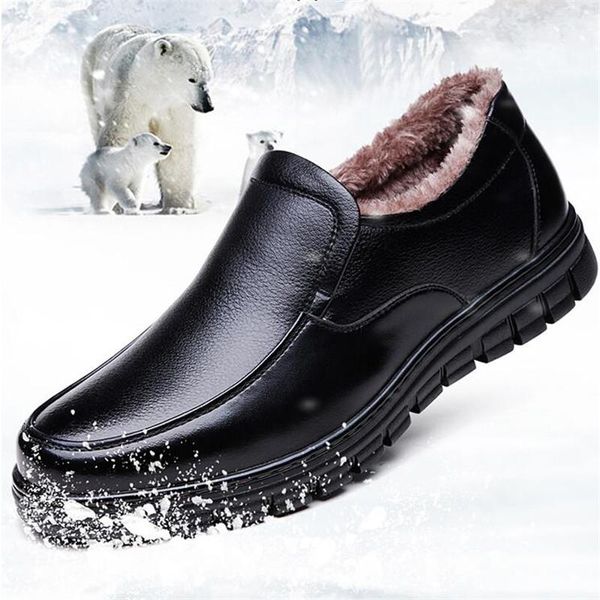 

boots casual winter shoes men genuine leather business loafers dress sheos chaussure homme botas hombre size 46, Black