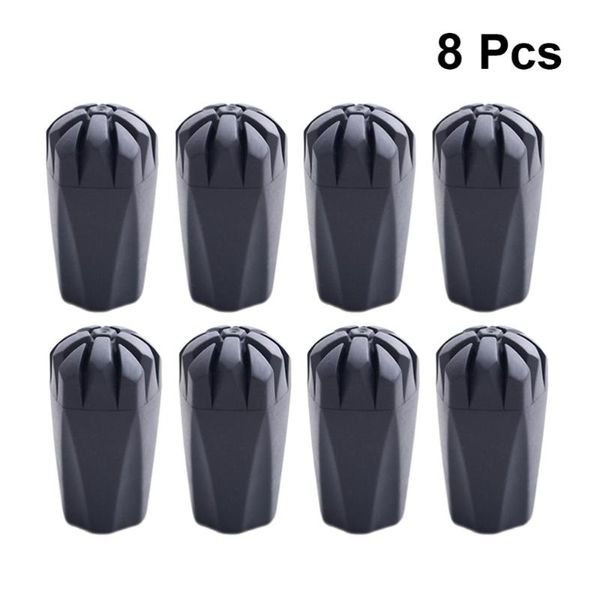 

trekking poles 8 pcs/2 sets tpr tips cane tip protectors hiking pole replacement walking stick head protect equipment accessory (black
