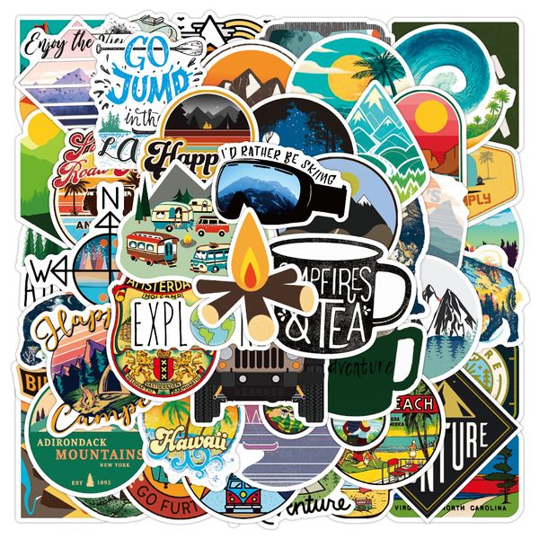 

50pcs/set outdoor travel stickers camping adventure graffiti waterproof decal sticker diy bicycle lapluggage skateboard helmet