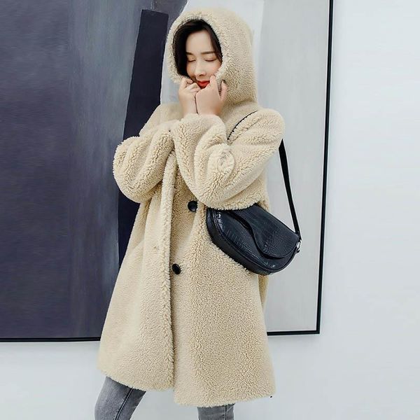 

women's fur & faux genuine shearling wool coat/jacket with suede leather liner real composite lamb coat women a110, Black