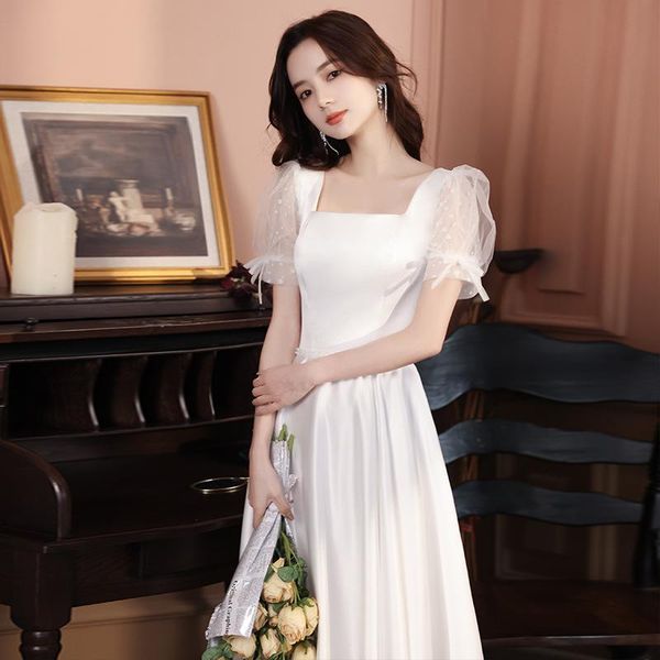 

ethnic clothing white chinese qipao dress femme a-line maix pleated formal party gown cheongsam with lace sleeve square neck banquet dresses, Red