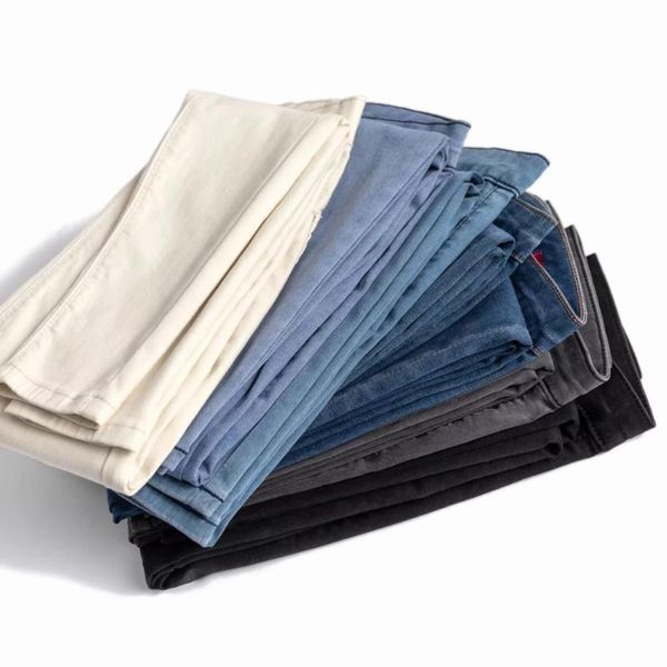 

high elasticity two buckle slim jeans female feet 2021 autumn waist pencil denim pants womens trousers women's, Blue