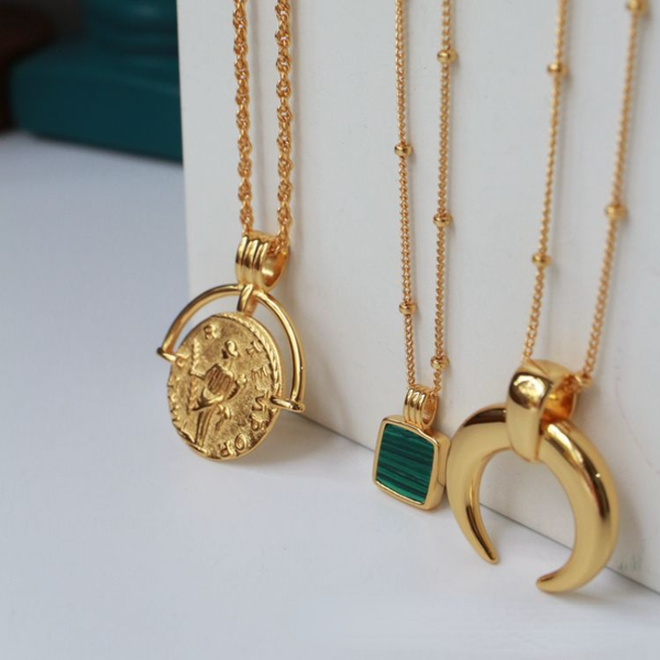 

european and american niche bronze medal gold coin necklace coin shape pure copper plating 18k gold color wholesale jewelry, Silver
