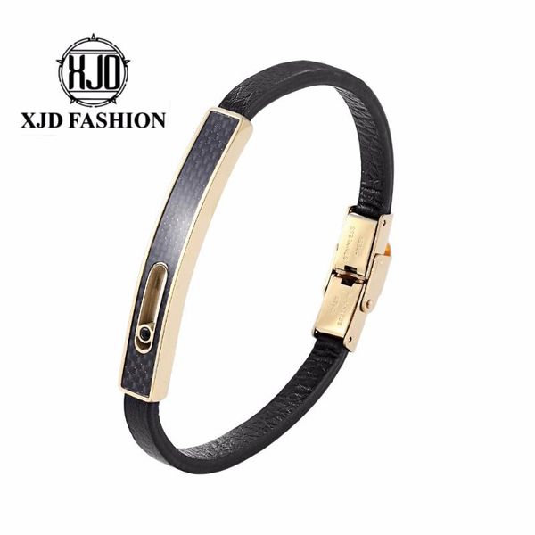 

cuff brand style men jewelry stainless steel leather bracelet fashion bangles ,carbon fibres accessory high quality, White