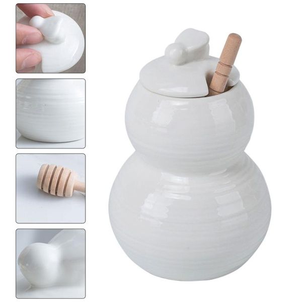 

spoons 1pc ceramic honey jar container storage for kitchen (white)