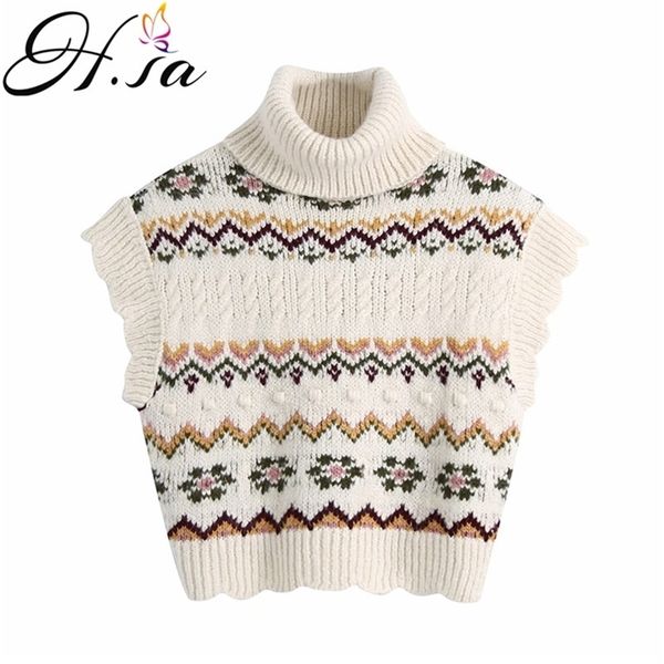 

turtleneck sleeveless women vest sweater white shoulder off pullover knitted loose autumn winter casual jumper 210430, White;black