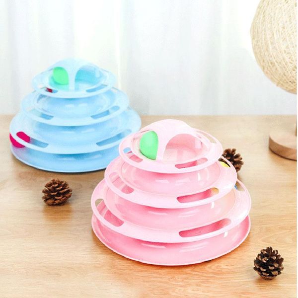

cat toys cats four-layer track funny stick pet products turntable toy crazy ball four-tier interactive amusement