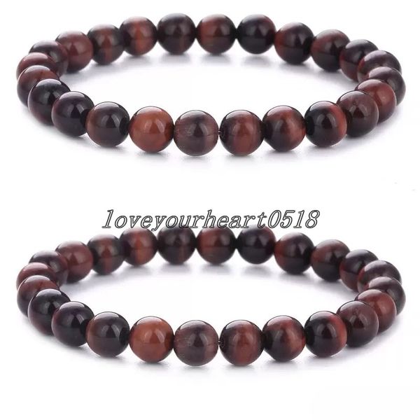 

natural stone red tiger eye strands bracelet for men women fashion jewelry stretch bangle 8mm yoga energy bracelets gift, Black