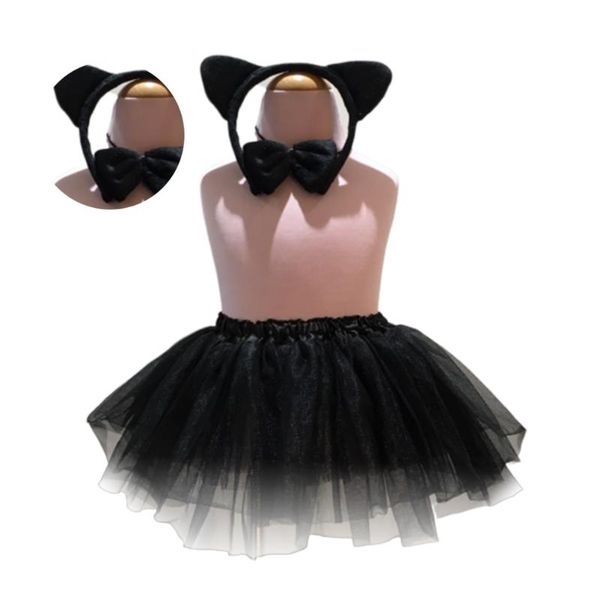 

cat costumes 1 set children costume cartoon suit headband bow tie tail skirt performance props for cosplay party