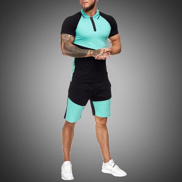 

summer casual sets sweatsuit pocket mens tracksuit clothing sportswear set fitness shorts t shirt fashion male suit, Gray