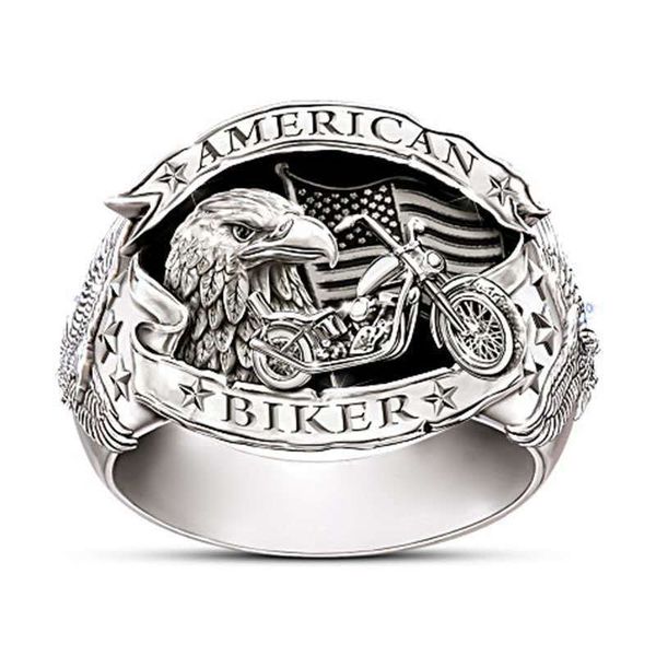 

alloy jewelry personality retro style eagle locomotive ring, Silver