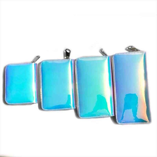 

women wallets laser holographic wallet long purses female clutch bag portfel zip coin purse card holder cartera mujer, Red;black
