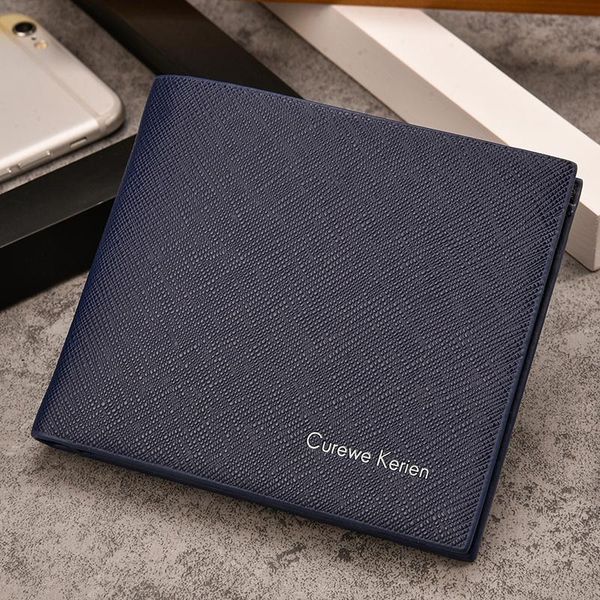 

purse wallet men's short simple cross leather horizontal multi card fashion creative student ticket folder, White