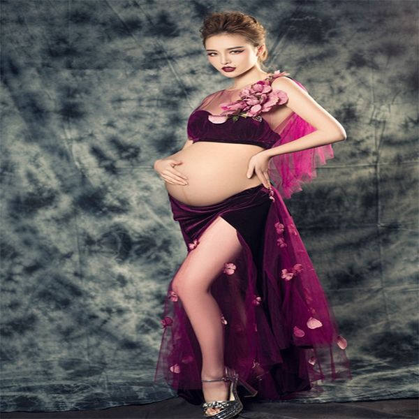 

maternity gown lace flower fairy dress studio maternity pgraphy props pregnant women purple dresses p shoot 2008 y2, White
