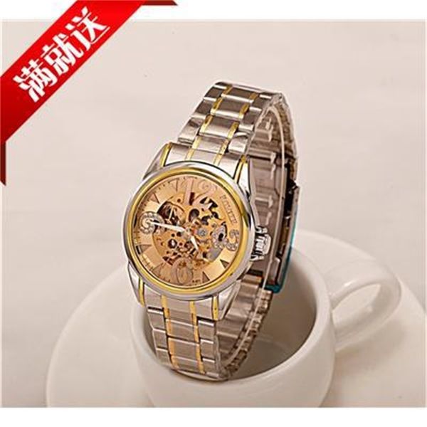 

swiss luminous waterproof automatic mechanical watch business fashion steel band men's watch, Slivery;brown