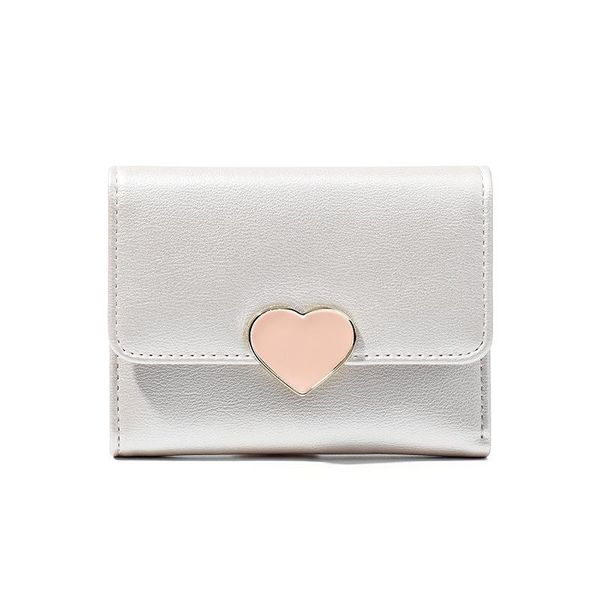 

wallets fashion love heart sweet soft zipper card package korean version of the multi-function women's short paragraph wallet, Red;black