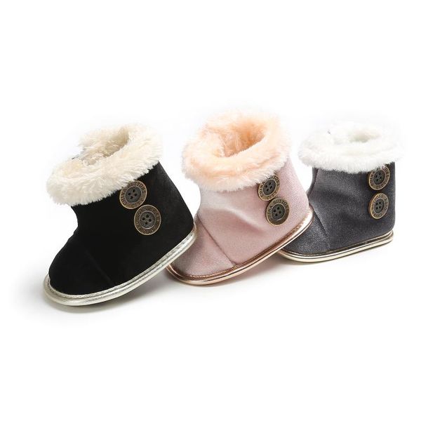 

first walkers baby girls boots winter warm shoes fur snow super girl boys prewalkers soft sole booties with buckles