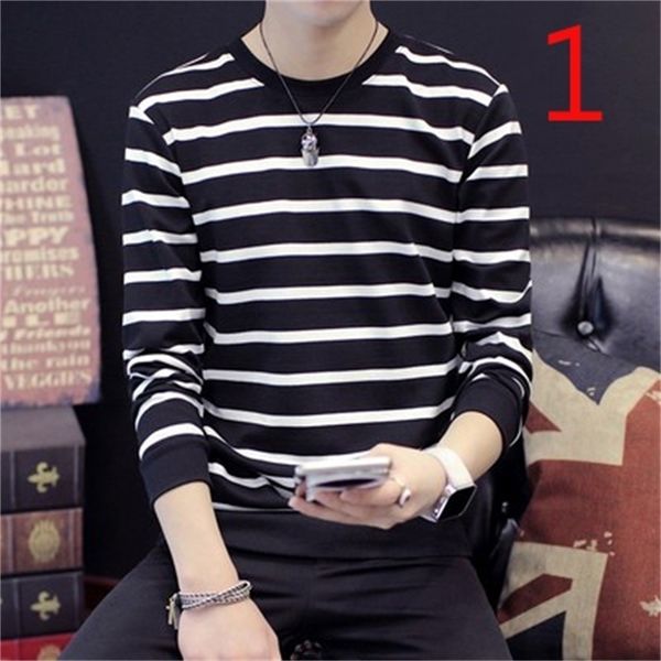 

autumn men's long-sleeved t-shirt cotton bottoming shirt business casual autumn jacket 210420, White;black