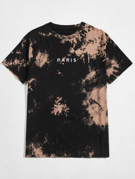 

romwe guys tie dye tee b44g#, White;black