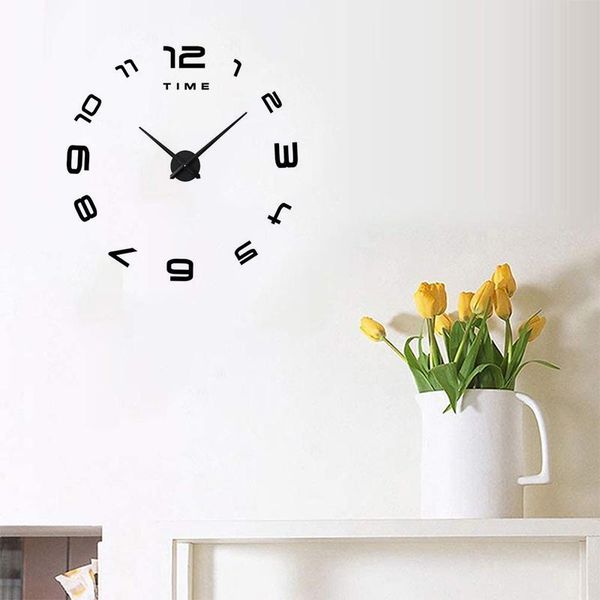 

wall clock acrylic 3d diy decorative kitchen clocks mirror stickers home decor black sticker
