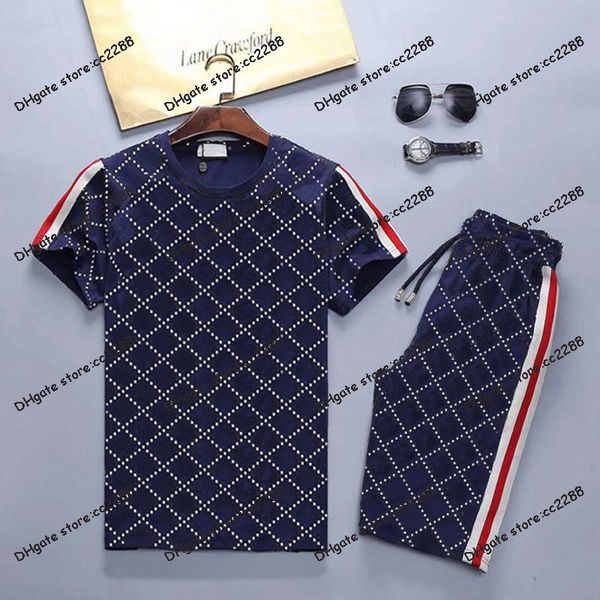 

2021 mens tracksuit letters embroidery summer fashion sportswear short sleeves pullover jogger pants suits o-neck sportsuit, Gray