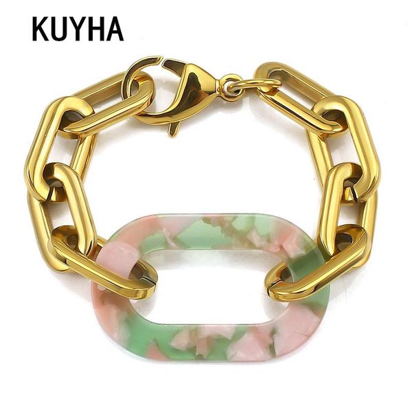 

tennis punk style chain link diy bracelets for women thick and thin charm bangles fashion jewelry, Golden;silver