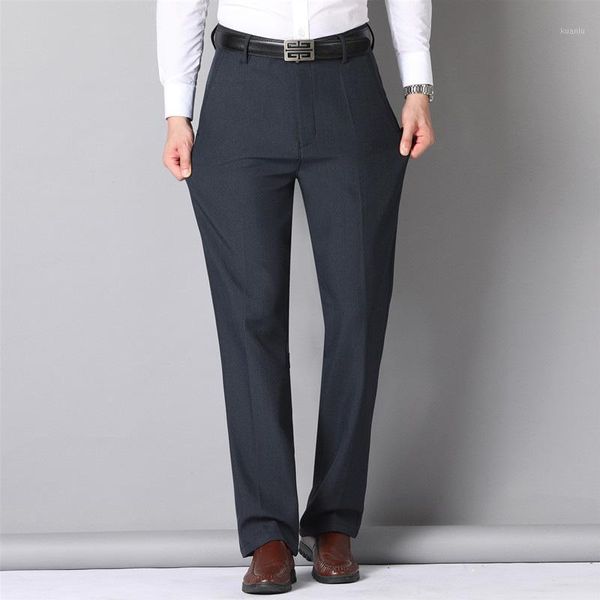 

men's suits & blazers autumn winter thick middle-aged dress trousers male straight dad suit pants stretch business casual solid slacks, White;black